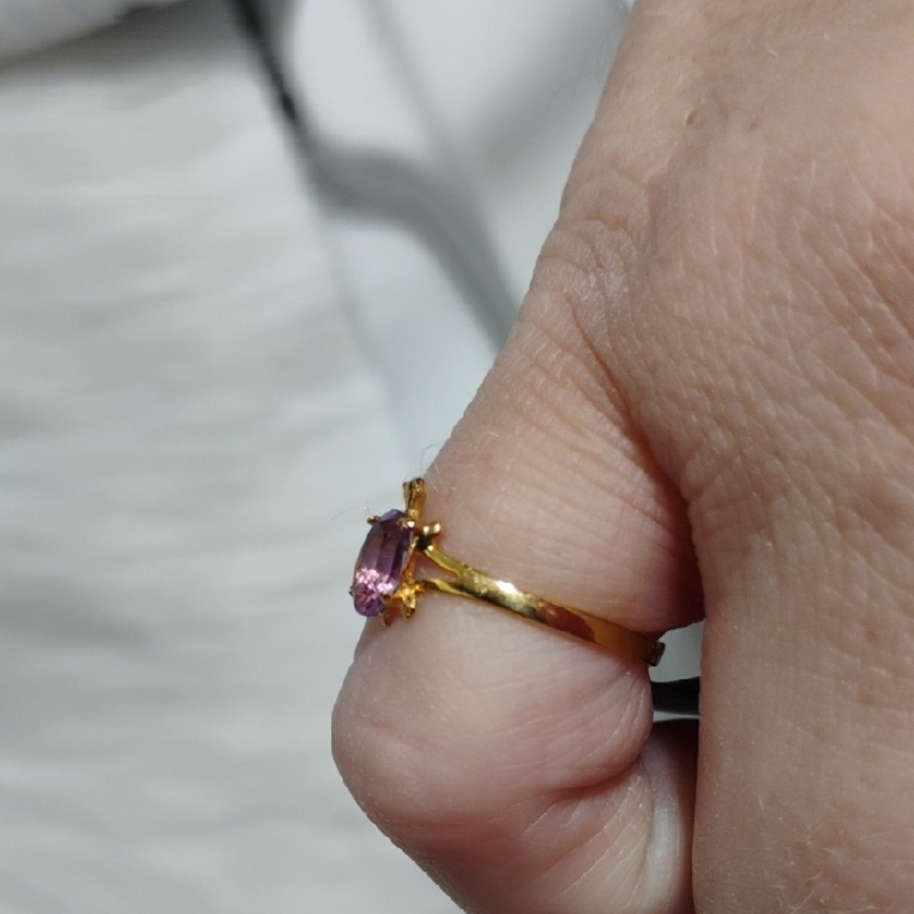 SALE! 10kt Solid Gold & 0.70 CTS Amethyst Stunning Turtle Ring - Picture 9 of 15